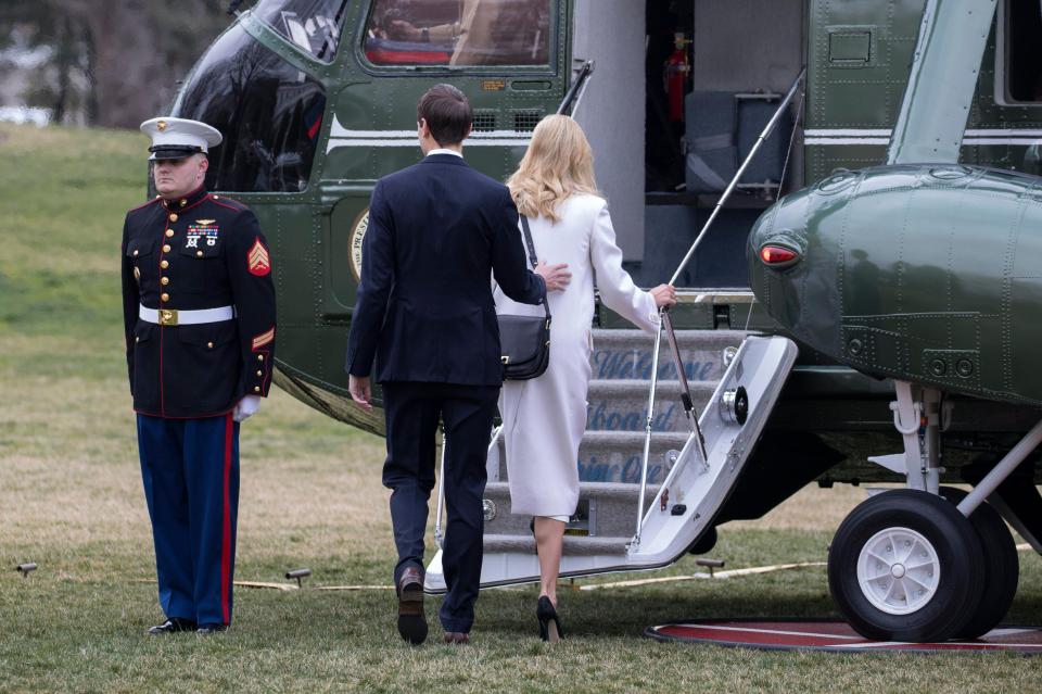  Ivanka and her husband Jared board the helicopter on their way to Boeing's headquarters