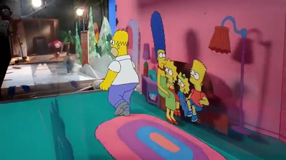  The couch gag merges a number of animation styles to take a shot at The Simpsons' rival show