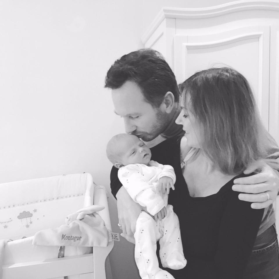  Geri welcomed her son Monty with husband Christian Horner a month ago