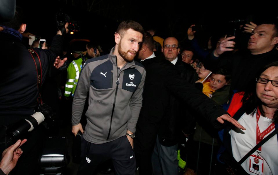 Shkodran Mustafi ahead of facing Sutton in the FA Cup