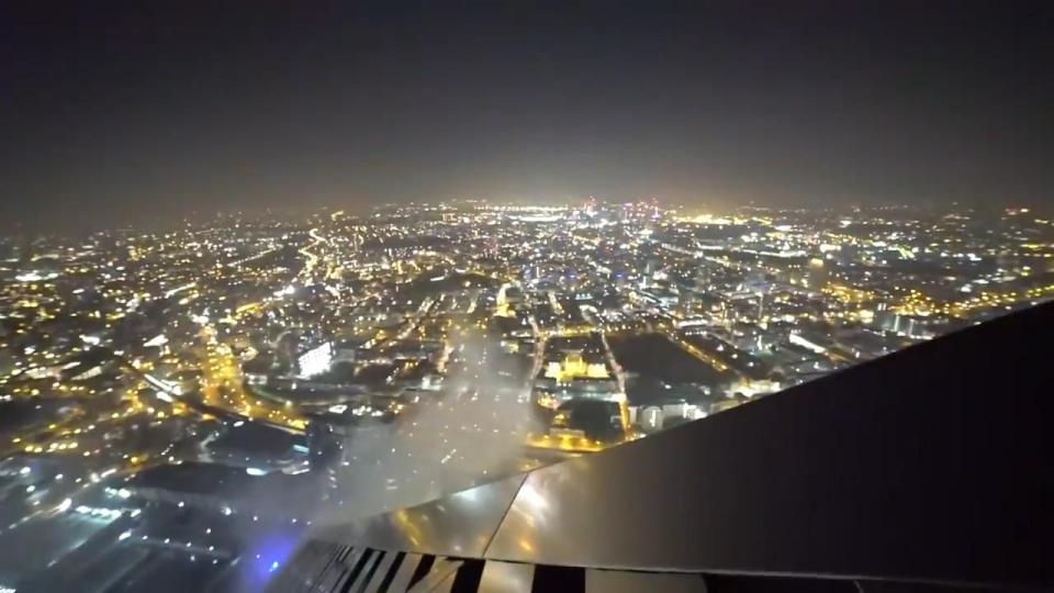 After climbing 50 floors they eventually make it to the top and are shocked to find the doors to the roof are unlocked