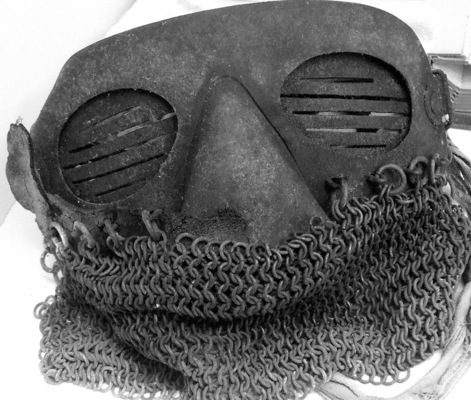  This 'splatter mask’ was worn by crew members to protect their faces and heads inside the tank