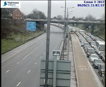 Huge queues were seen on the M4 this morning after a demonstration