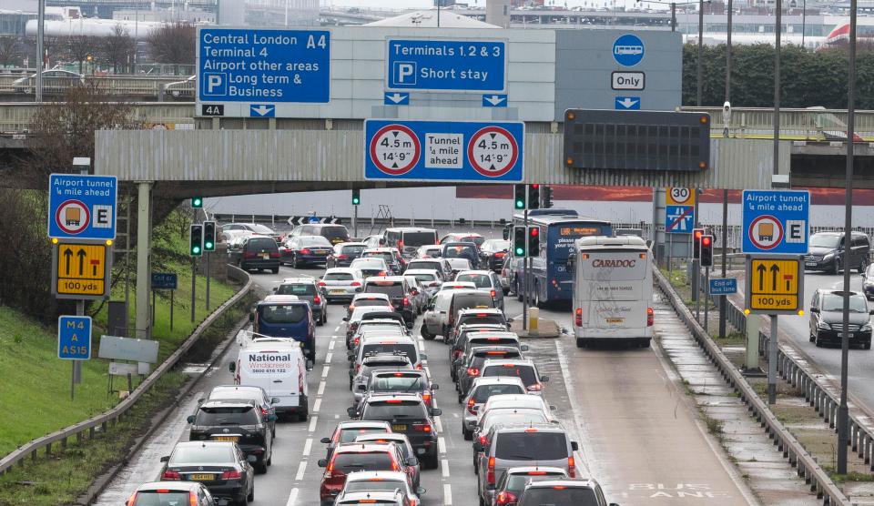 Three hour long tailbacks struck the M4 this morning after three cars were used to block the Heathrow tunnel 