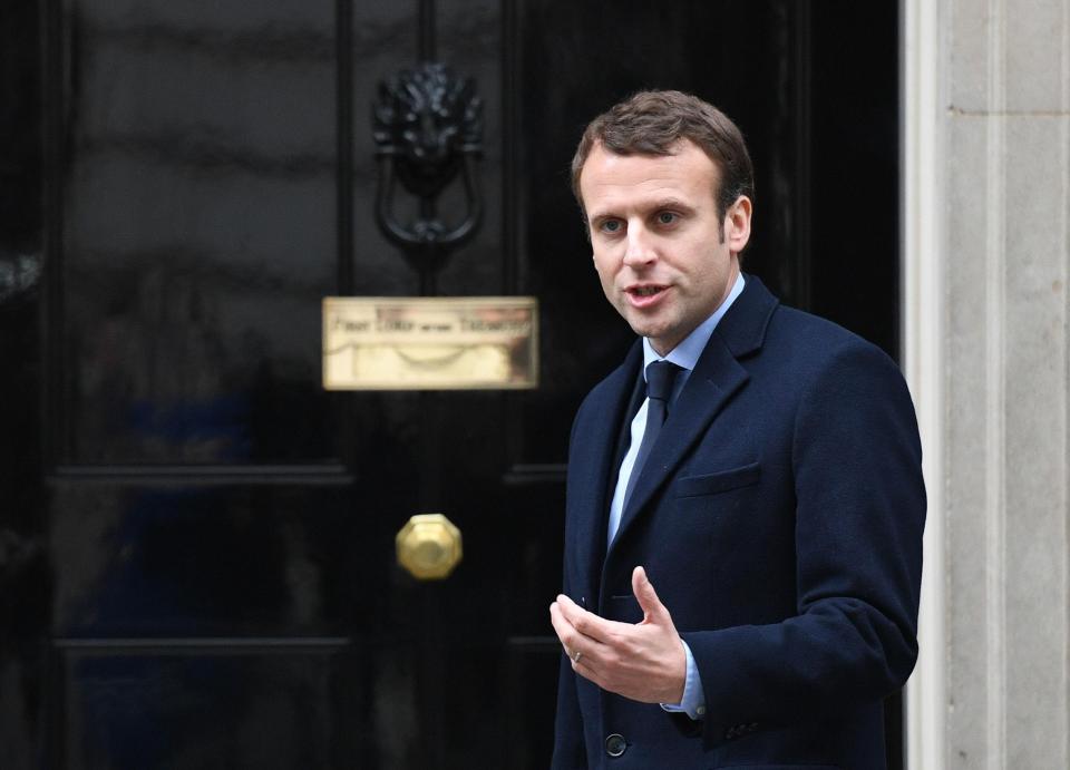  Emmanuel Macron, the centrist French Presidential candidate, visits Theresa May at No 10