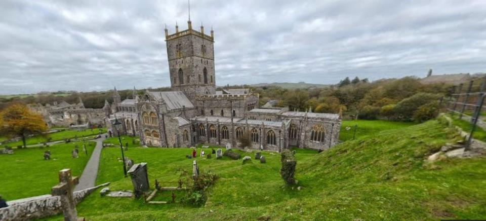  St David's Cathedral in Pembrokeshire, where the remains of the saint were buried after his death in 589AD