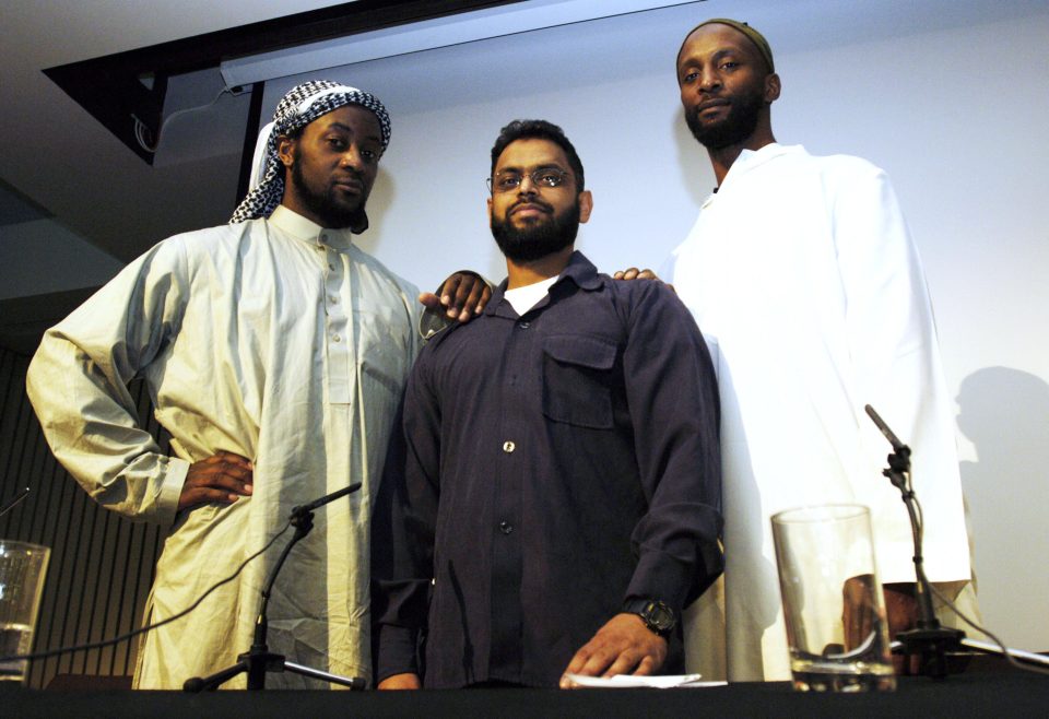  Fiddler, who changed his named to Jamal Al Harith, is pictured on the right with other former Guantanamo detainees Martin Mubanga and Moazzam Begg a year after his release