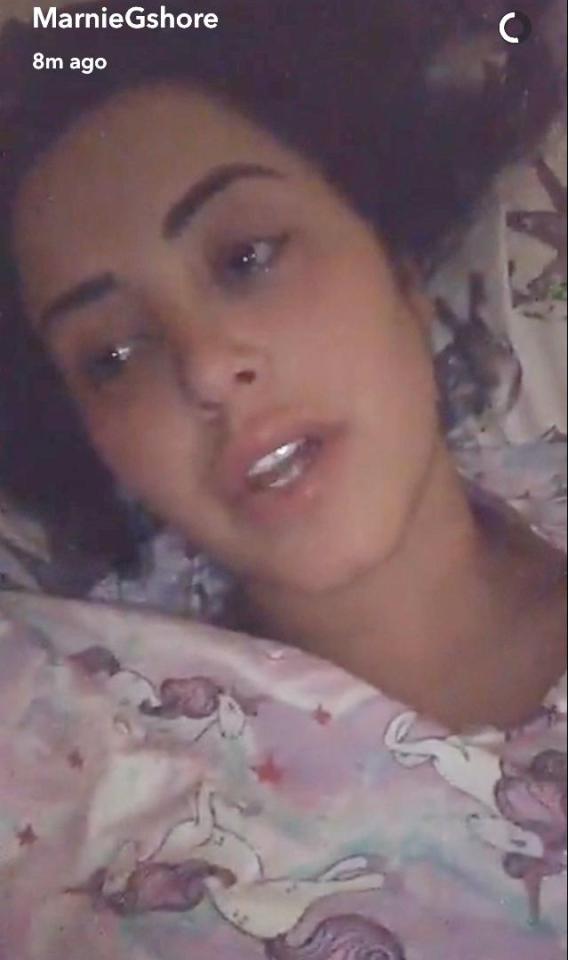  Marnie lay in bed as she poured her heart out on Snapchat