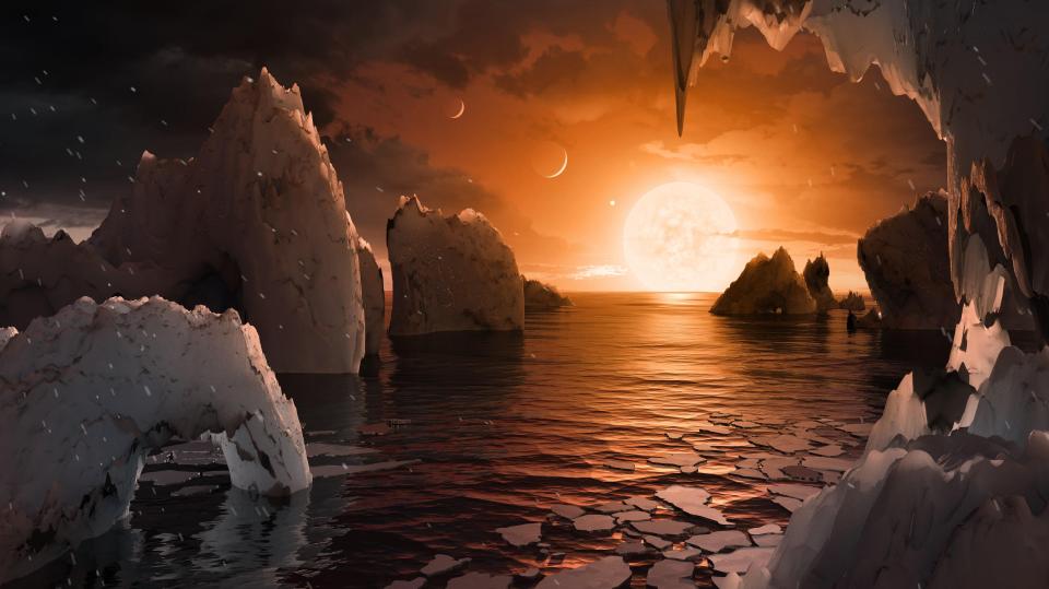  Another drawing of one of the exoplanets, which could be covered in vast alien oceans