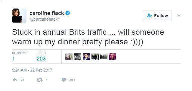  Caroline Flack also posted humorous tweets after getting stuck