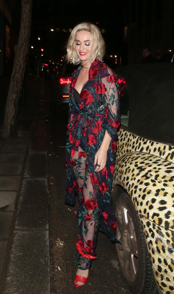  Katy Perry flashed the flesh in a sheer floral dress