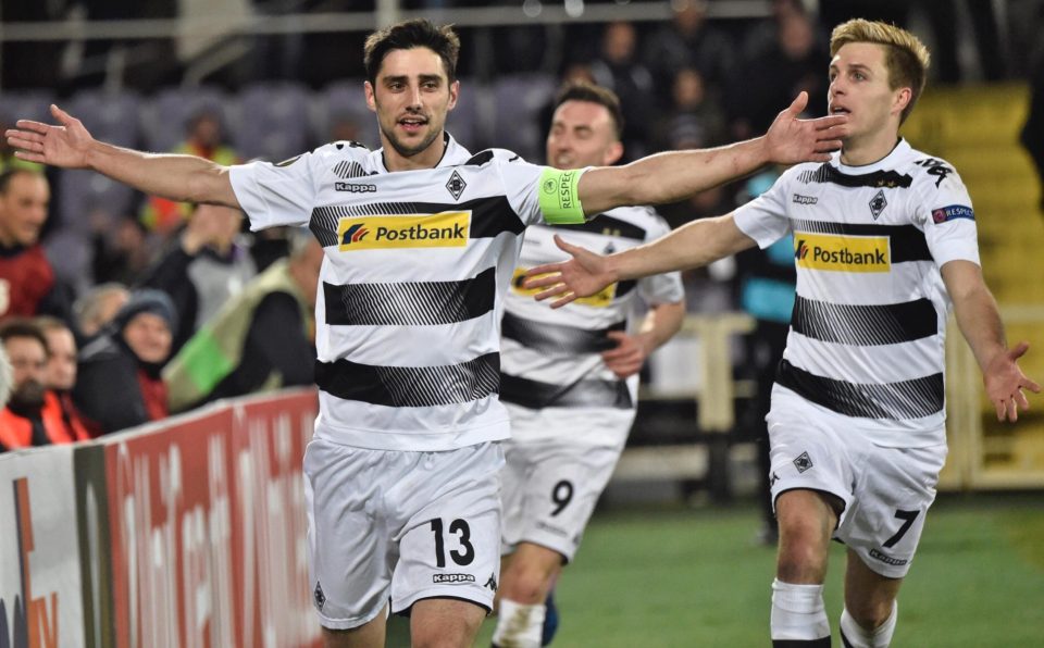 Lars Stindl celebrates his treble