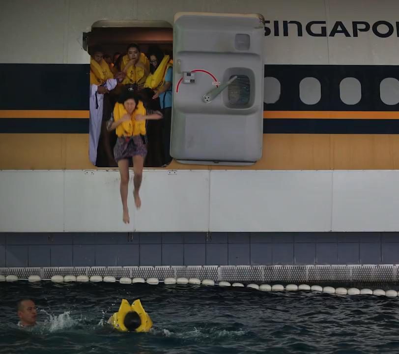  One of the most strenuous exercises involves a simulation of an emergency landing by the plane in open sea waters