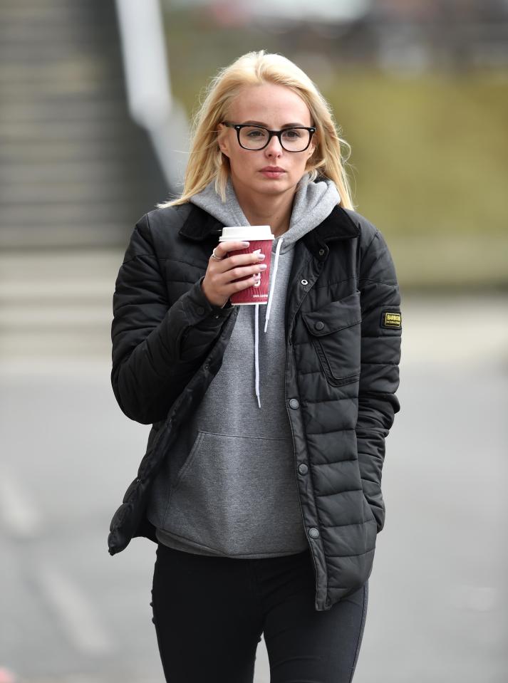  Page 3 stunner Rhian Sugden was pictured looking grim-faced and worried after her home was robbed