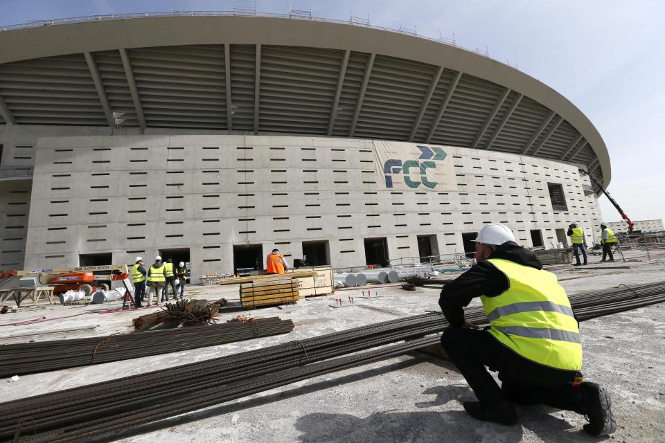  Work on-going at Atletico Madrid's new stadium, which will open next season