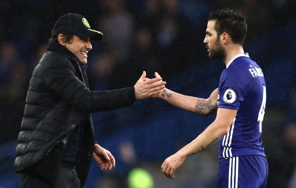  Cesc Fabregas has claimed he is happy with his bit-part role under Antonio Conte