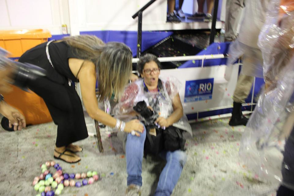  The injured were treated on the floor after the horror accident at Rio's iconic carnival