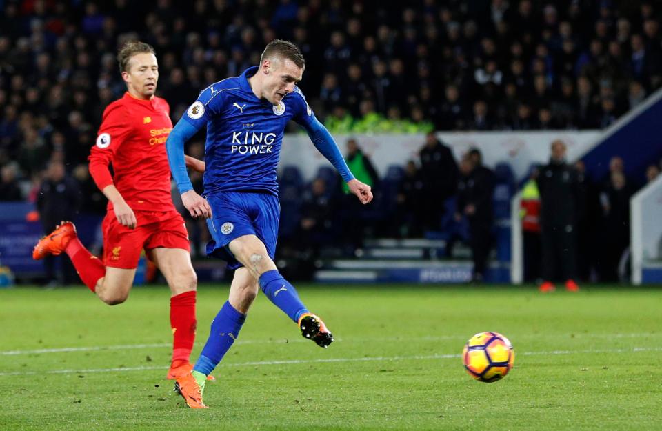  Vardy broke the deadlock midway through the first half as he raced clear of the defence to slot home