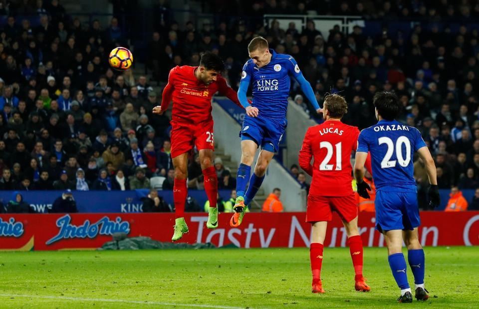  Vardy grabbed his second and Leicester's third on the hour mark with a header