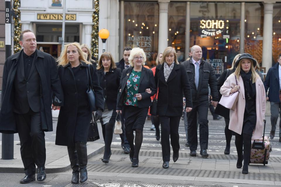  Relatives arriving at the Royal Courts of Justice in London to hear the coroner's findings