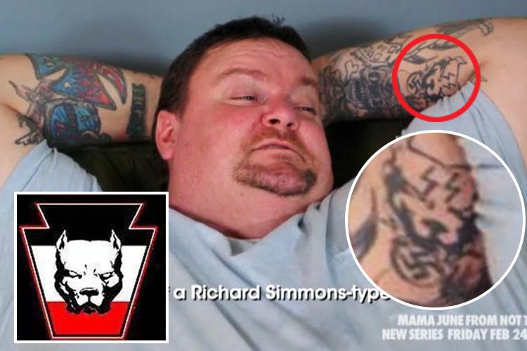  Big Sexy's dog tattoo bears a resemblance to the logo of White Supremacist group the Keystone State Skins