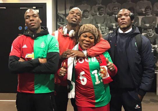  Paul Pogba posed for a photo with his brothers Florentin (right), Mathias (left) and mum Yeo