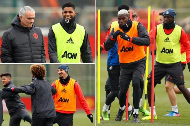 Manchester United training Marcus Rashford Jose Mourinho