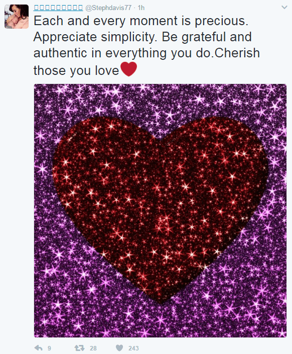  Stephanie Davis shared this Valentine's Day tweet with her followers