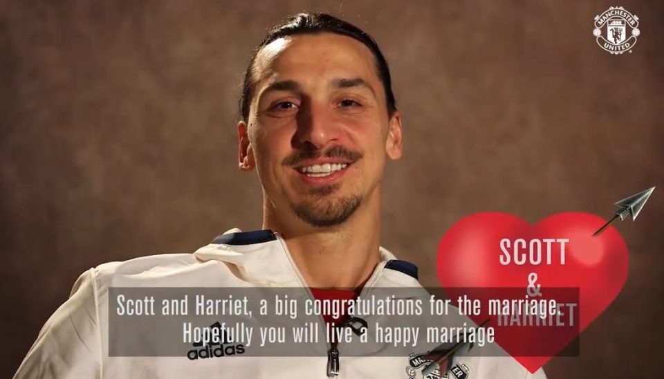  Utd striker Ibrahimovic joins in a big day for newly-engaged Scott and Harriet