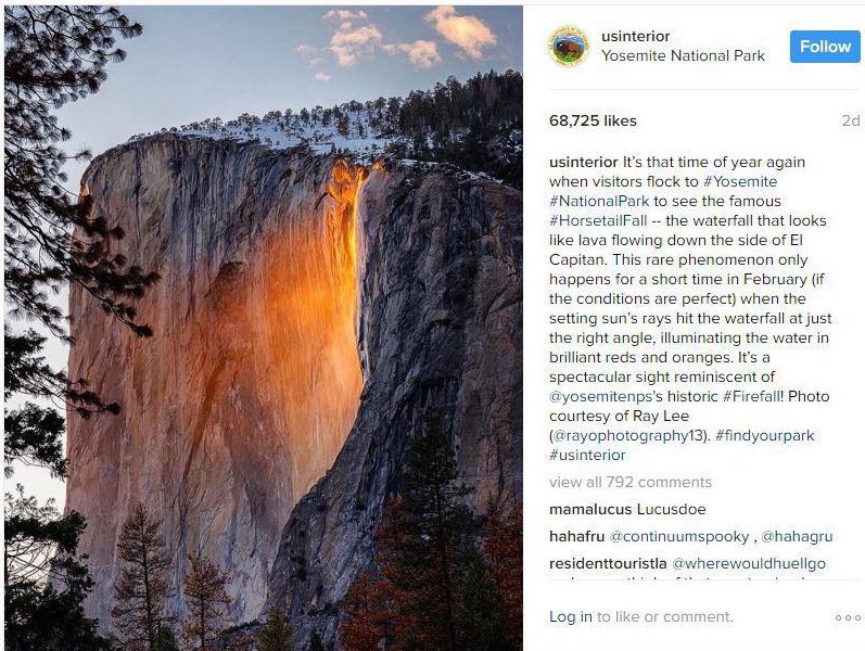  The incredible golden waterfall can only be seen in February