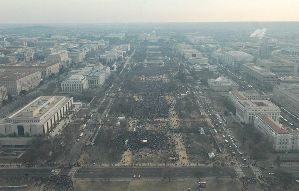  By contrast this photo from Obama's 2009 inauguration appears to show huge numbers