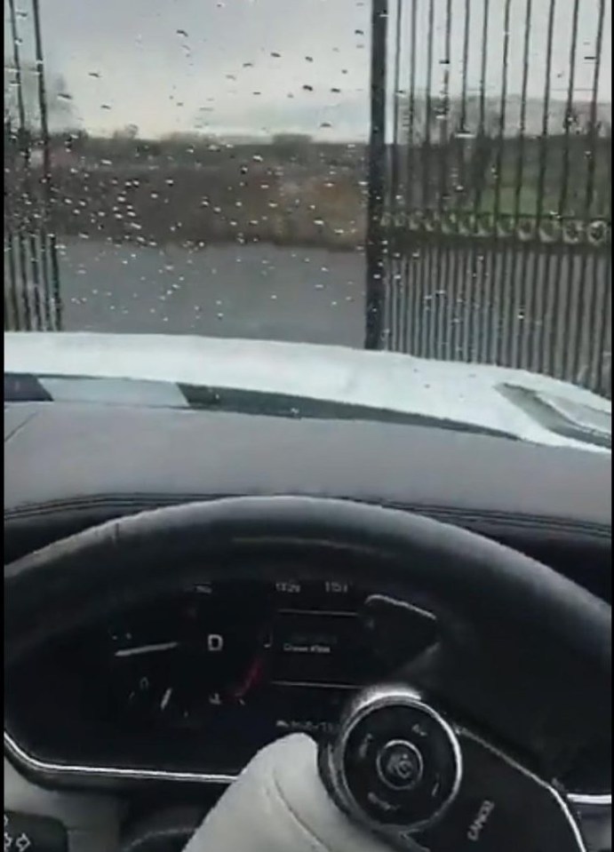 The star filmed as she drove through a gated entrance