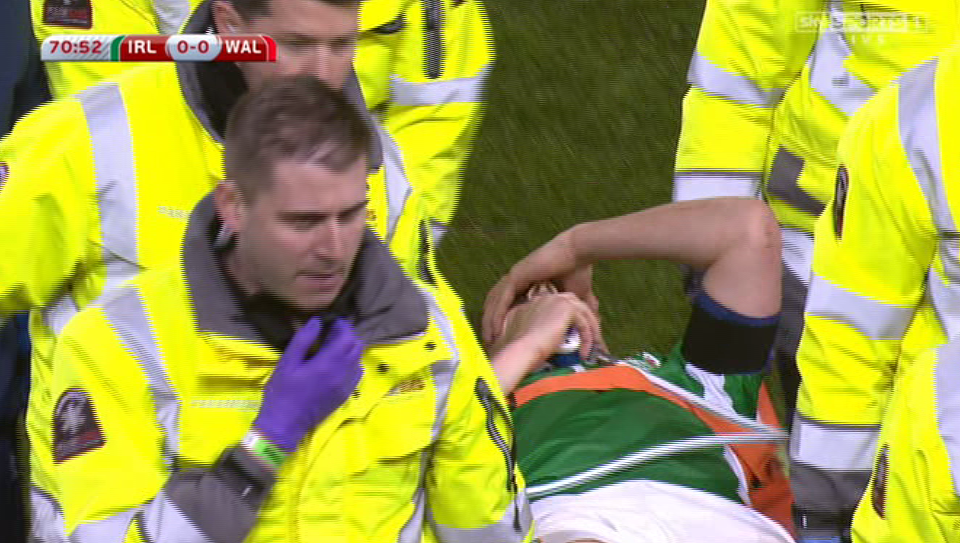  Seamus Coleman was carried off on a stretcher with a serious injury