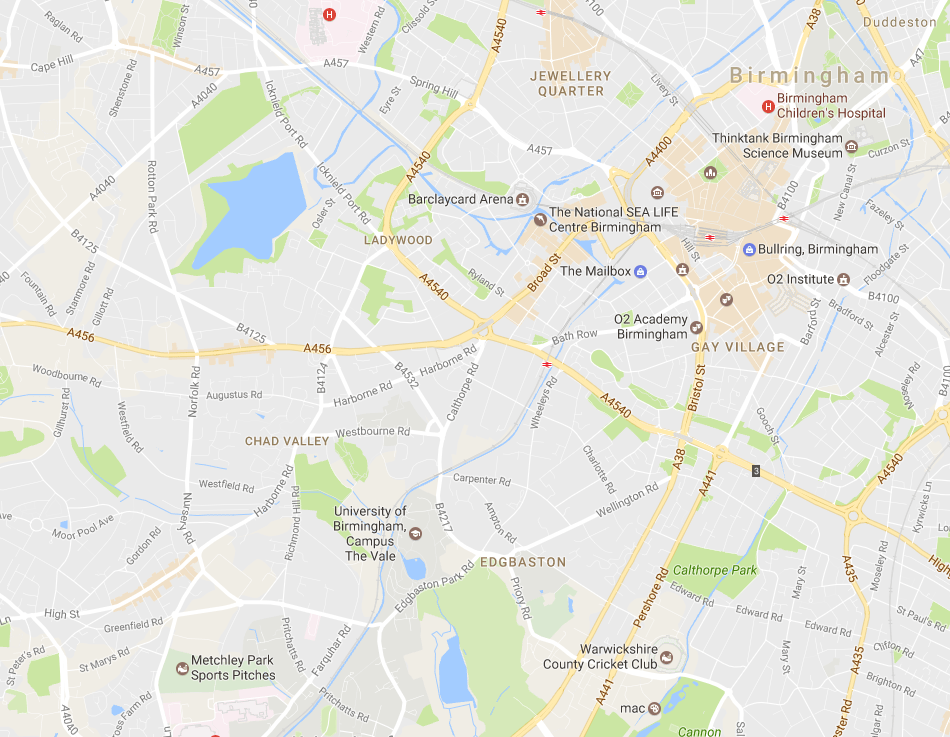  The area of Edgbaston is to the south of the city centre and where police were seen last night