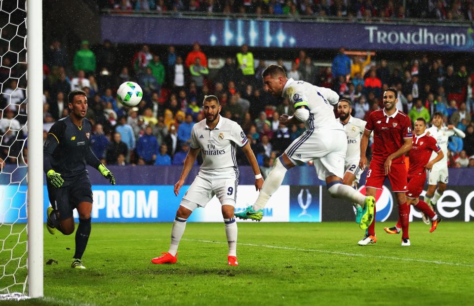  Sergio Ramos equalises against Sevilla in Uefa Super Cup in injury time