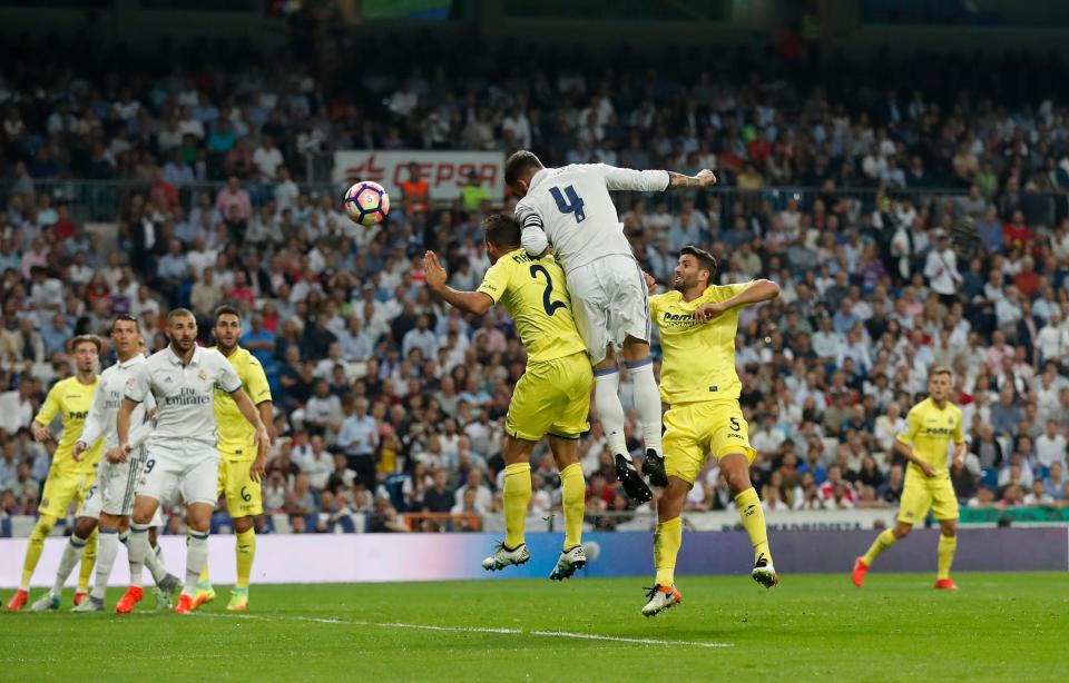  Sergio Ramos climbs highest to put Real Madrid on level terms against Villarreal