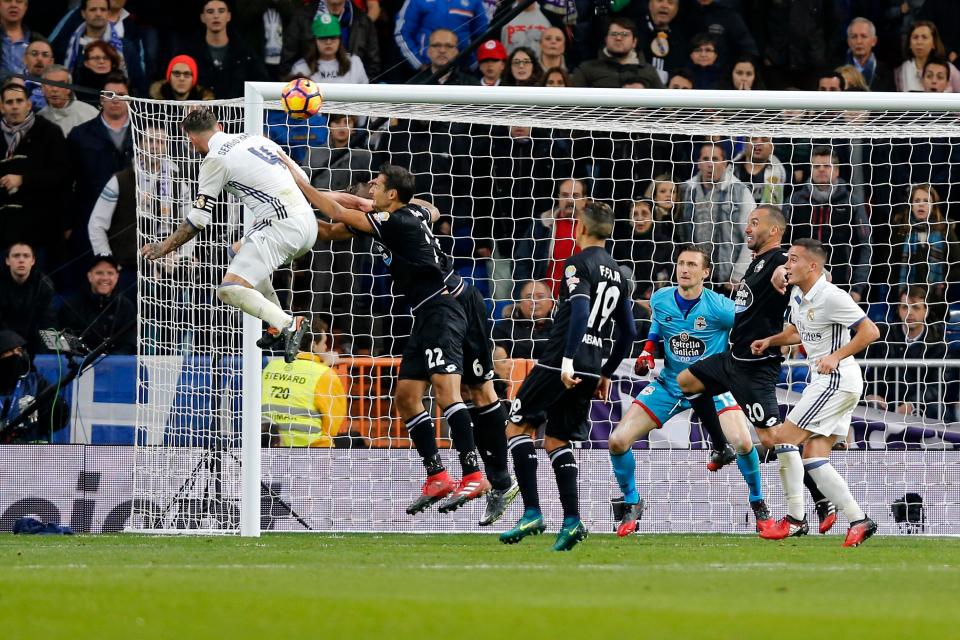  Against Deportivo, it was a last minute winner which Sergio Ramos rose to score