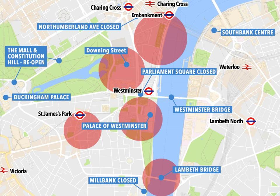  Police have slowly re-opened parts of London around Westminster