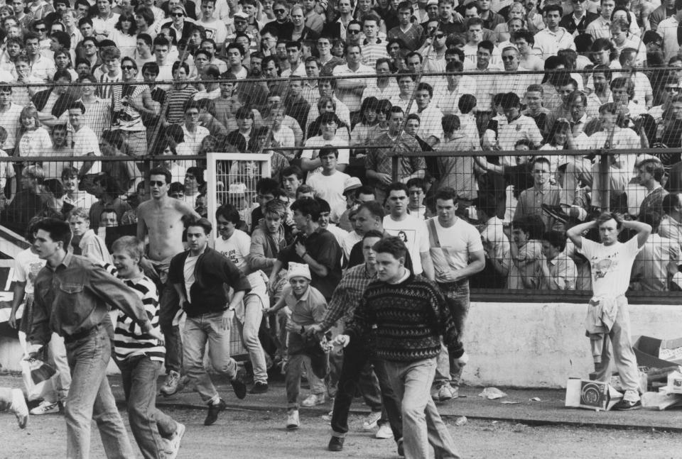  Chelsea fans invade the pitch in May 1988