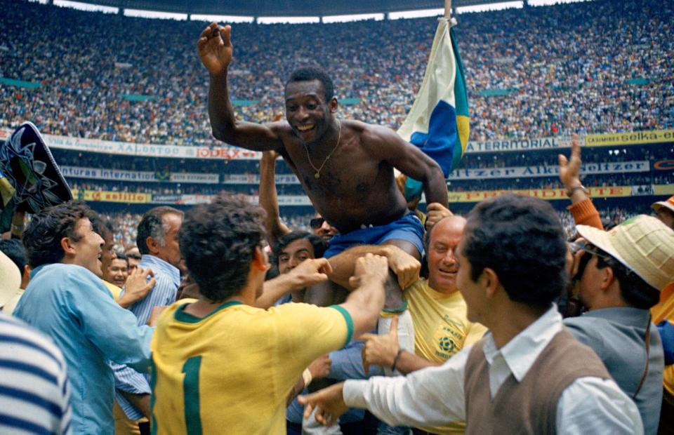  Pele wins the 1970 World Cup for Brazil in Mexico