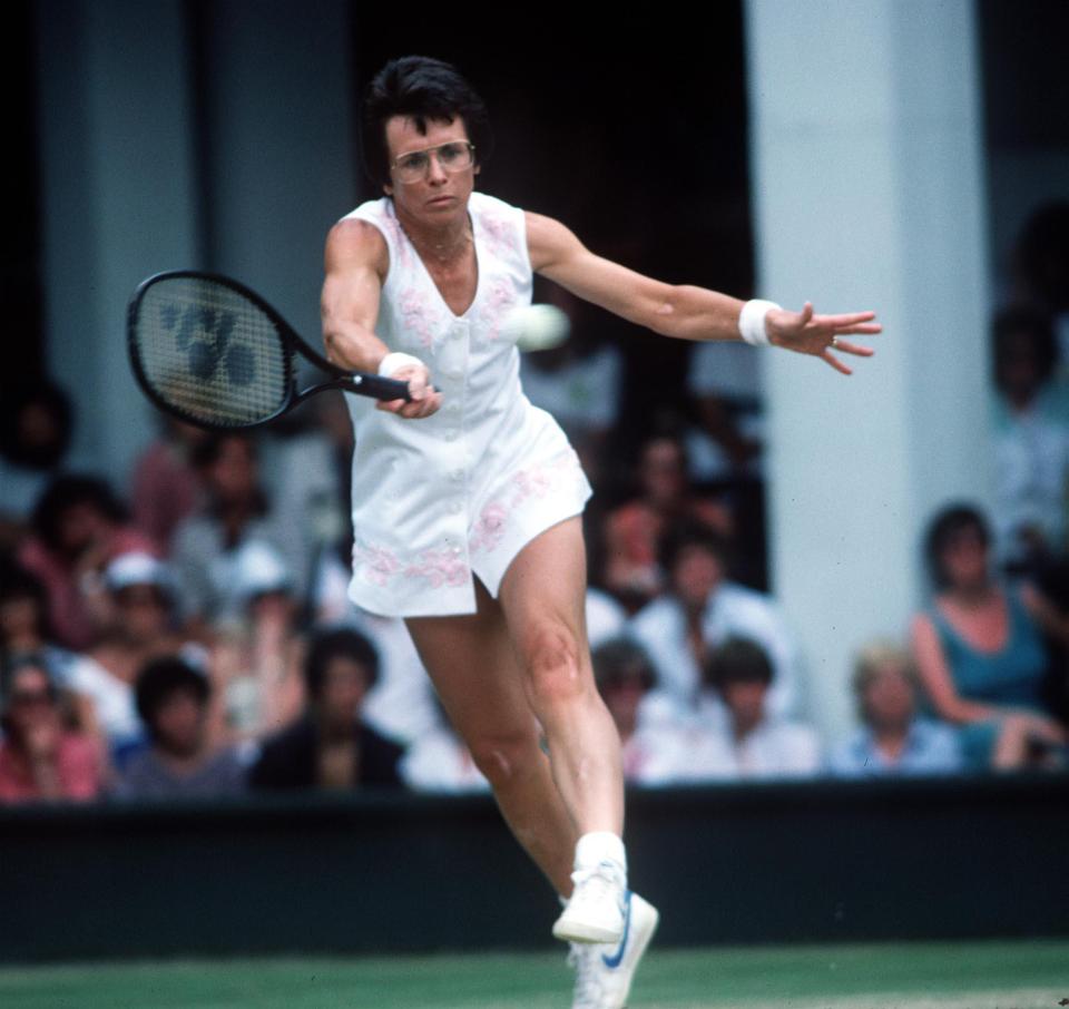 Tennis ace Billie Jean King on the court