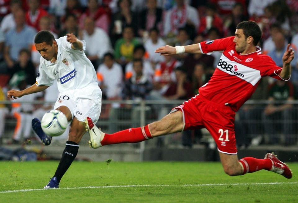  Jesus Navas pictured playing for Sevilla in the 2006 Uefa Cup final against Middlesbrough