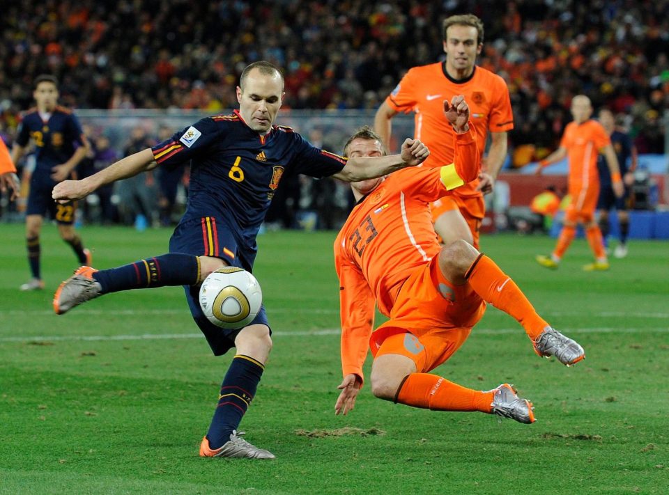  Andres Iniesta scores the winning goal for Spain in the 2010 World Cup final