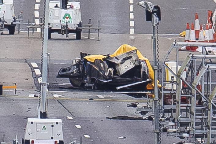  The aftermath of the smash the following day on the A27