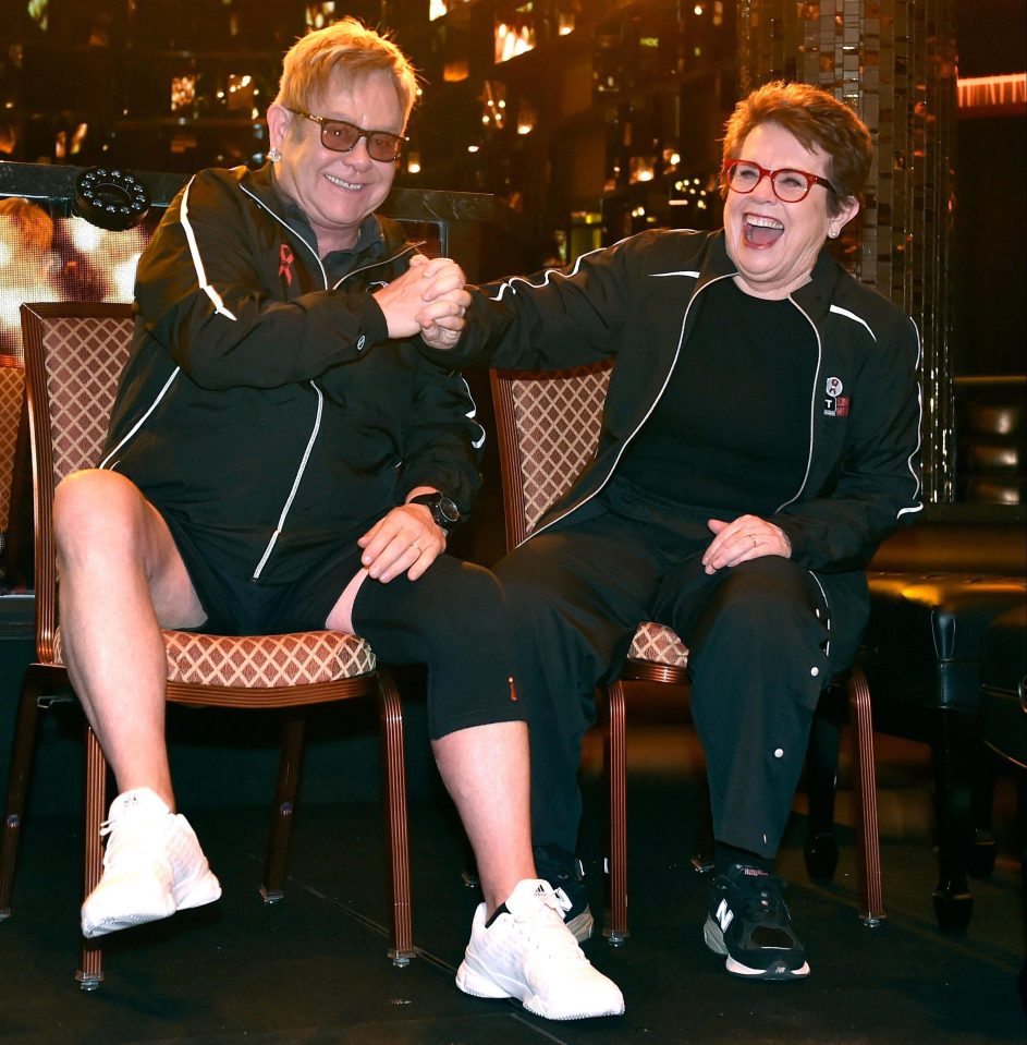  King (pictured with Elton John) now works tirelessly to promote women and gay rights