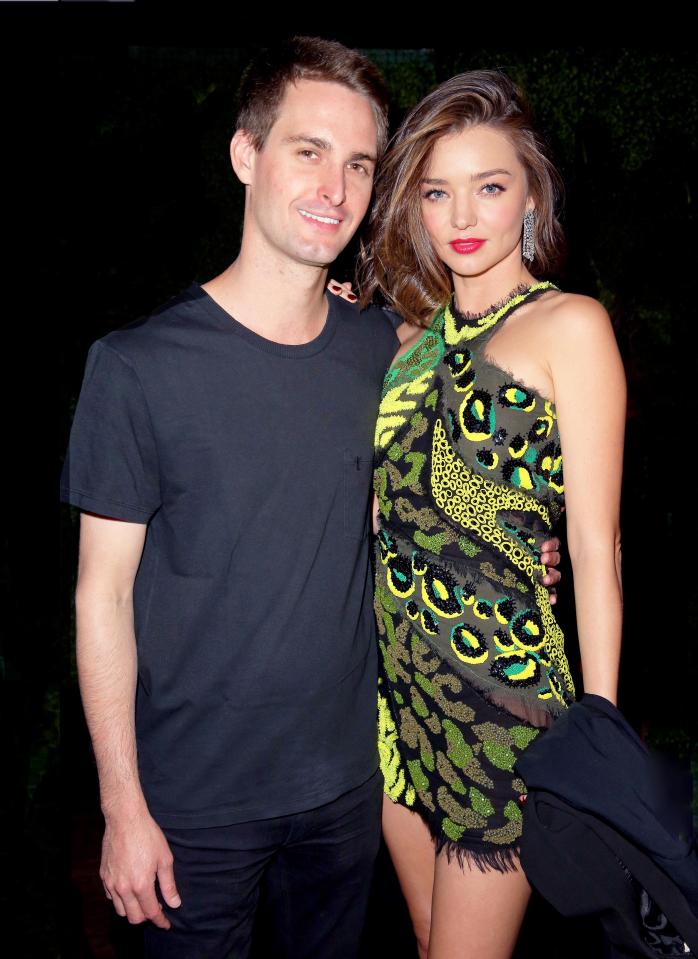  Evan Spiegel, 26, with fiancee Miranda Kerr, and two pals set up the app in 2011