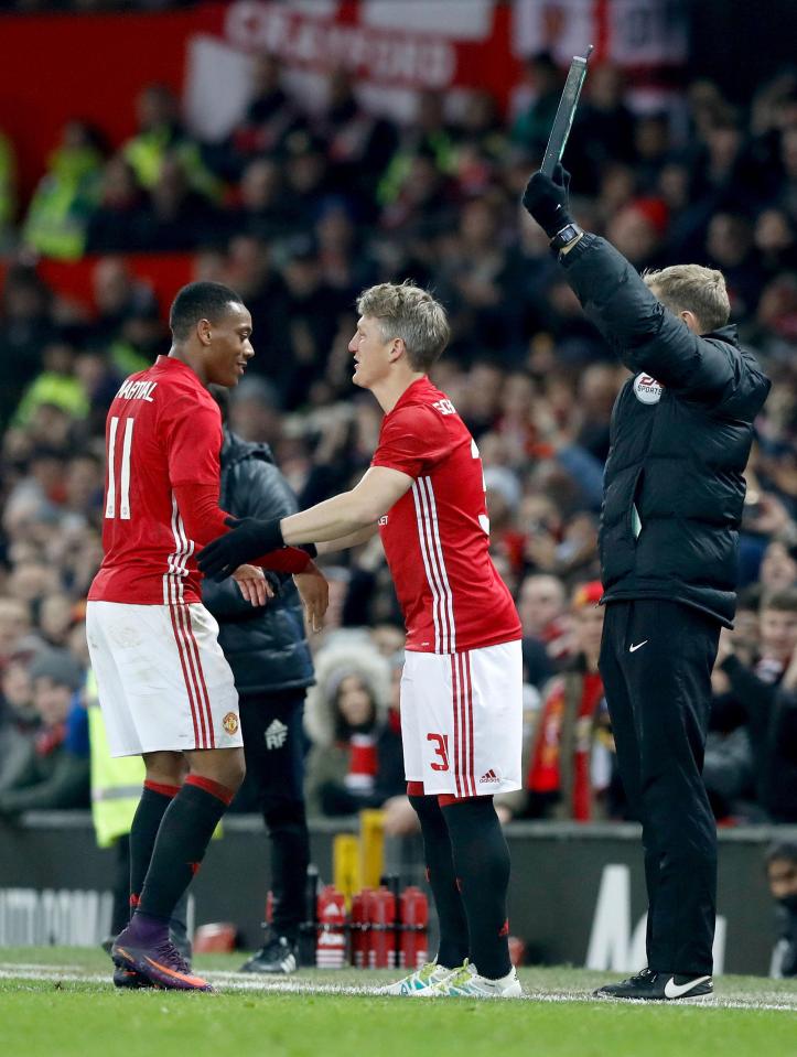  Schweinsteiger got a stunning reception when he was brought on against West Ham