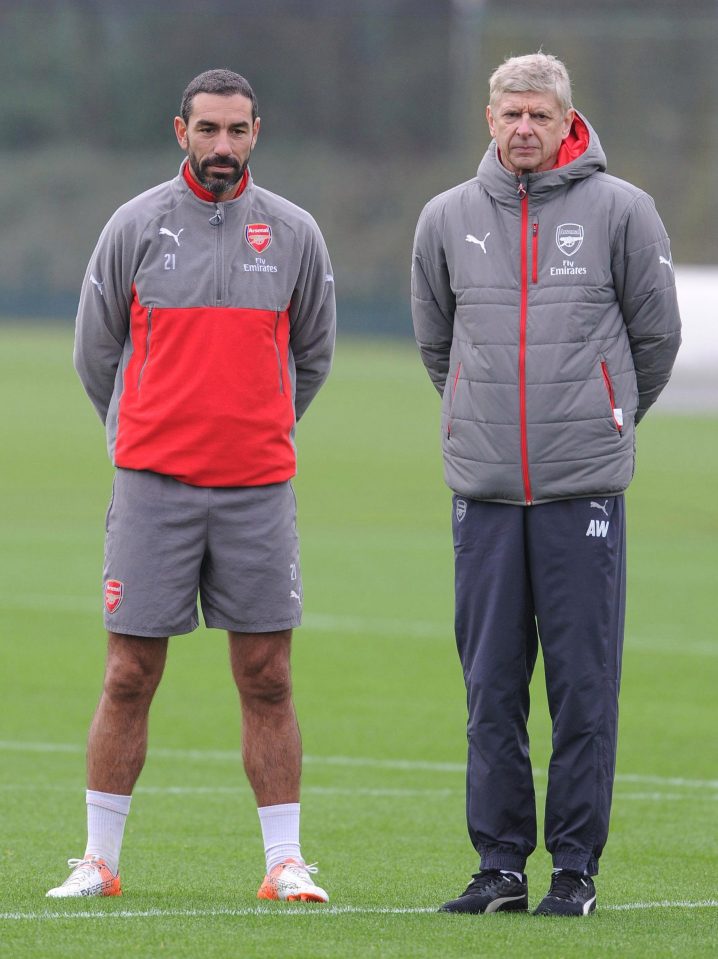  Robert Pires, left, who often joins Arsenal training sessions, says that there was no fall out between Sanchez and Wenger