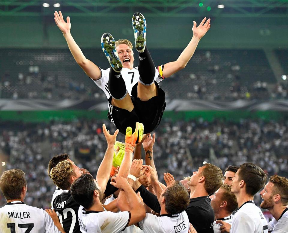  Schweinsteiger after winning the last of his 121 caps for Germany