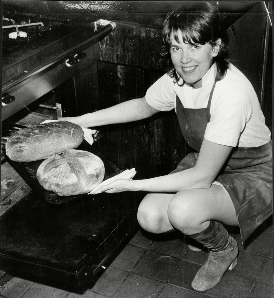 Prue Leith baking bread back in the day